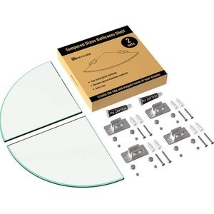 Amazon Glass Corner Bathroom Shelf Set - Clear and Silver